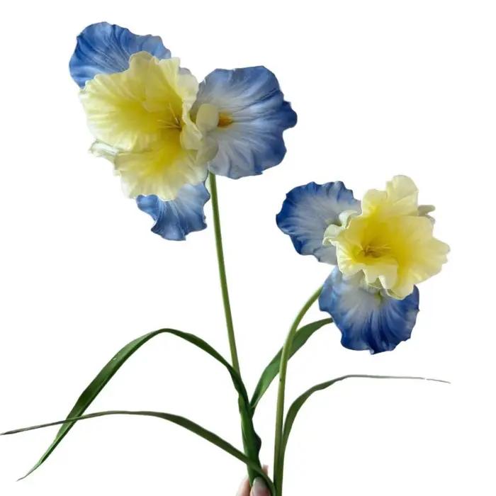 Fleur d'iris artificielle violette en PU, élégance pour la décoration de la maison, salle de mariage, Table à manger réaliste, arrangements floraux de printemps