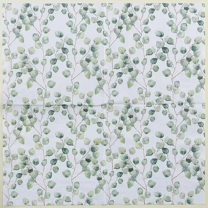 Serviette imprimée forêt feuilles d'eucalyptus serviettes en papier colorées hôtel Western Restaurant décoration de
