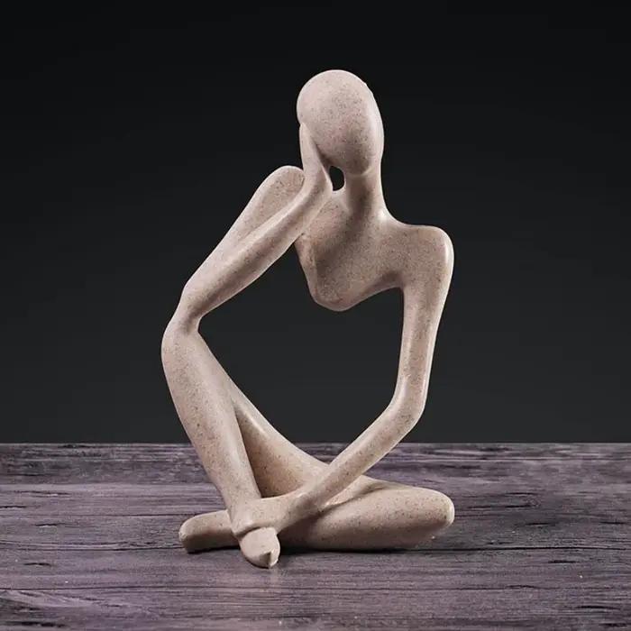 Statue abstraite de penseur, sculpture de figure, petits ornements, statue de résine, artisanat à la maison, décoration de la maison, figurine moderne, intérieur d'Auckland
