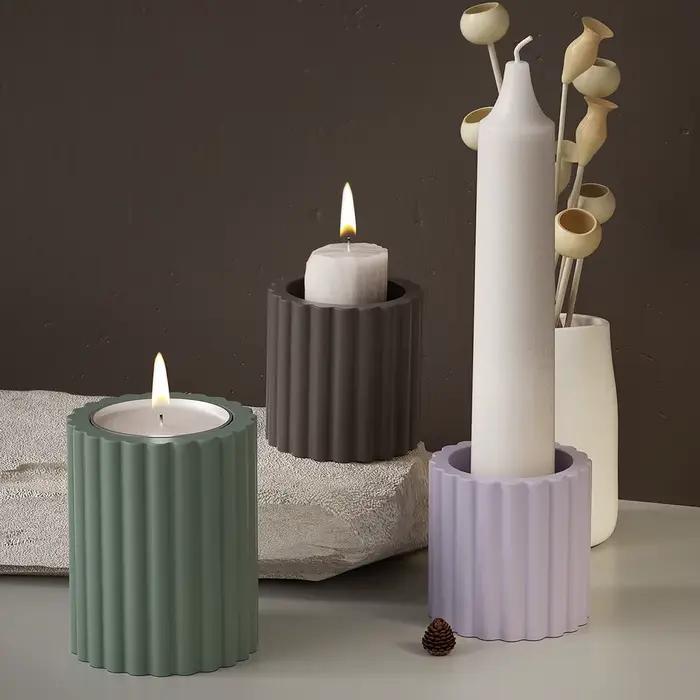 Moule en Silicone pour chandelier à rayures cylindriques