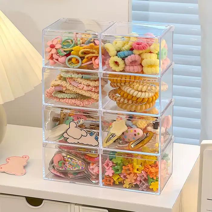 Boîte de rangement pour accessoires de cheveux à deux niveaux