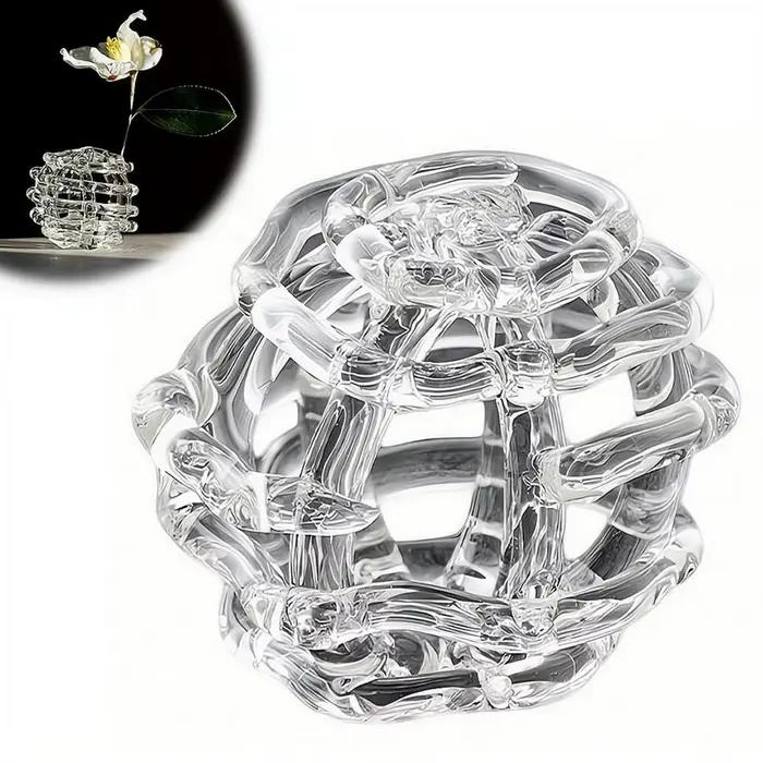 Vase en verre transparent, design inspiré du zen, vase à fleurs hydroponique unique, décoration minimaliste pour bureau, vase de bureau