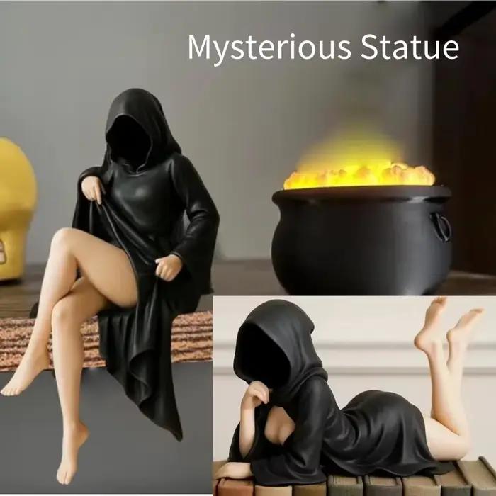 Statue masquée moderne ornement de bureau mystérieuse pour femmes décoration d'Halloween et style élégant pour bureau et étagère