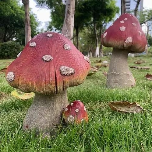 Ornements de paysage en résine de champignon pour jardin, cour d'école maternelle, accessoires extérieurs, décoration ludique et colorée