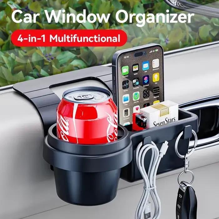 Support de téléphone pour porte-gobelet de voiture, plateau de rangement pour porte latérale, fenêtre, baril, poche, support de rangement suspendu avec accessoires intérieurs de voiture