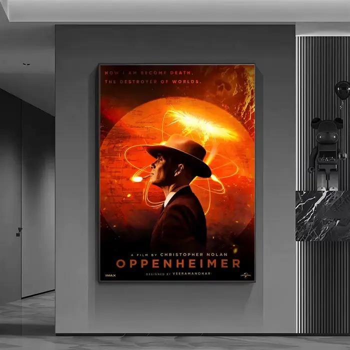 Affiche esthétique HD, impression d'art mural auto-adhésive, décoration moderne pour la maison, idée cadeau pour la décoration de la chambre Moive O-OPPENHEIMER