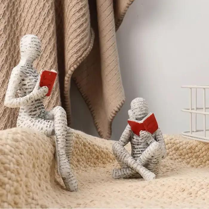 Artisanat lisez sur un Design de petits personnages, décorations abstraites en résine pour la maison, décorations d'étagère à la mode, Figurines de décoration pour la maison