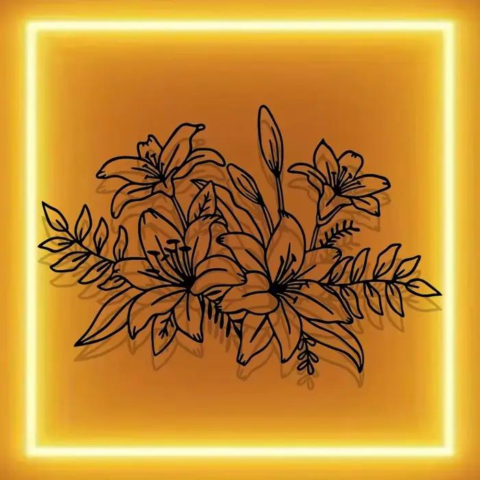 Sculpture murale artistique 2D en métal en forme de lys, les décorations murales florales sont utilisées dans les jardins extérieurs, les terrasses, les intérieurs domestiques et les balcons.