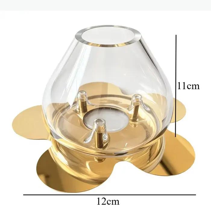 Vase en verre Alien avec base en métal, vases hydroponiques, ornement pour arrangement floral, vase décoratif, décoration esthétique pour la pièce