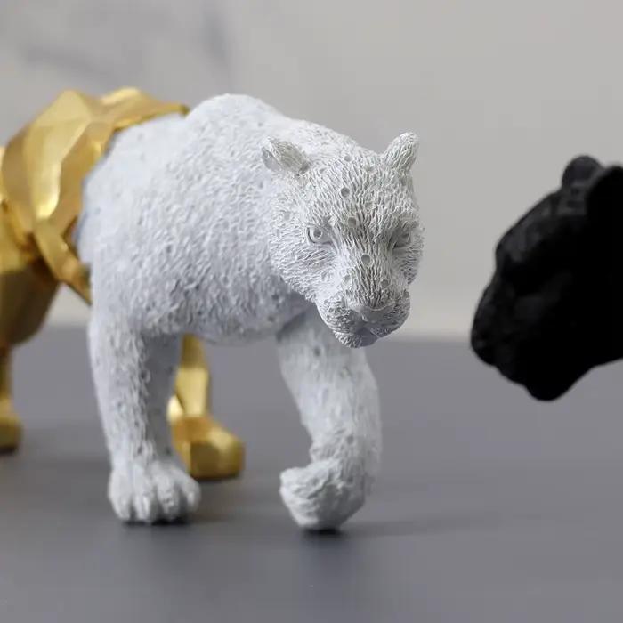 YuryFvna-Statue d'Animal Panthère en Résine