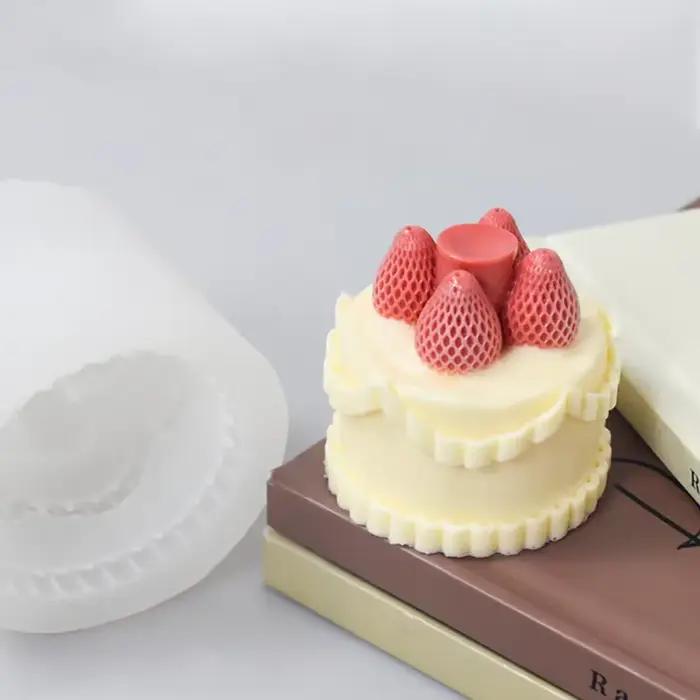 Moules à bougies en Silicone en forme de gâteau aux fraises 3D