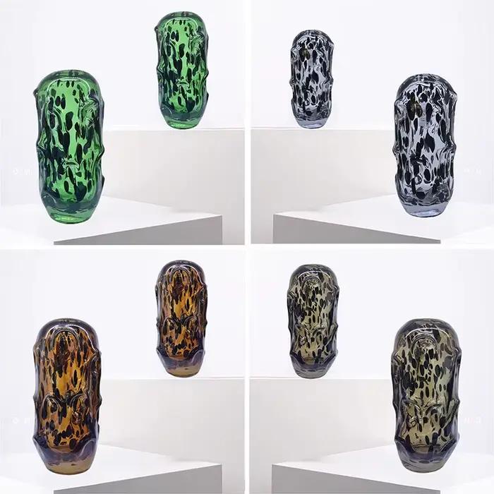 Vase en verre transparent coloré à points ondulés irréguliers, pour hydroponie, terrarium, pot de fleurs, accessoires de décoration de chambre