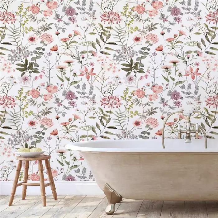 Papier peint floral de plantes françaises