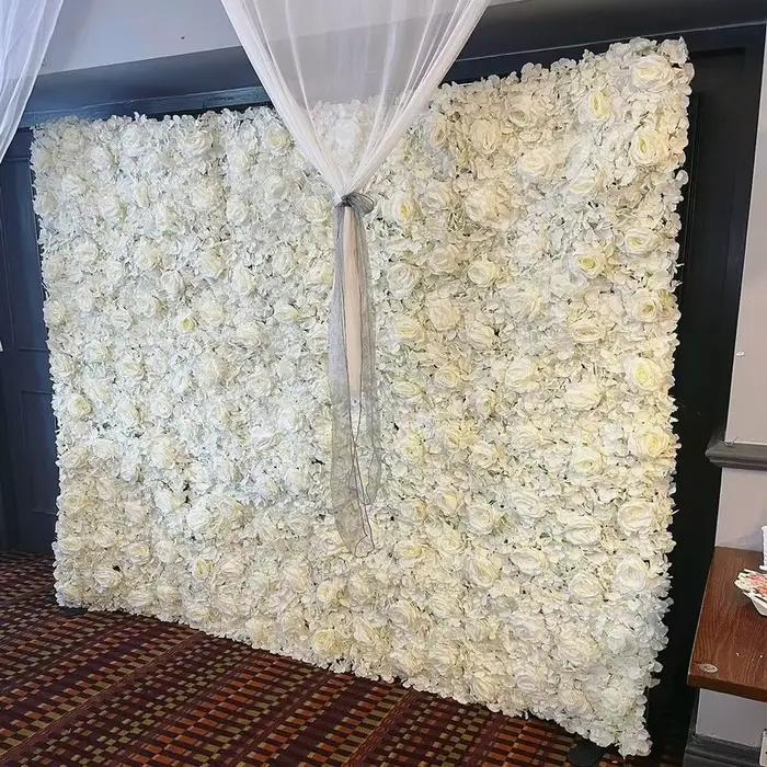 Mur de fleurs artificielles blanches pour décoration de noël, décoration artificielle pour spectacle de bébé, décor de mariage, arrière-plan d'halloween