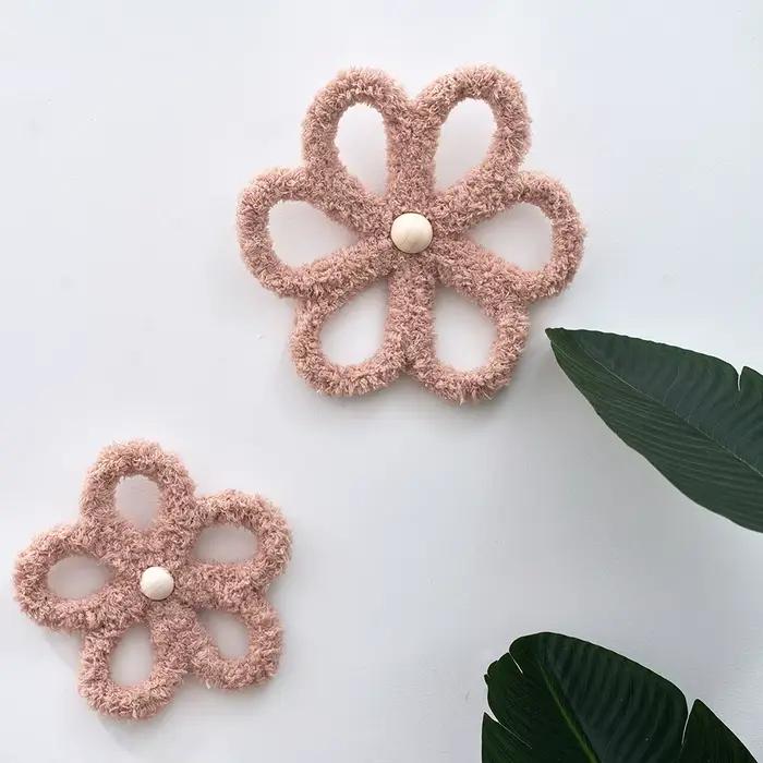 INS nordique bohème tissé marguerite fleur ornements muraux bébé enfants chambre décoration pendentif à la main artisanat pépinière décor Photo accessoires
