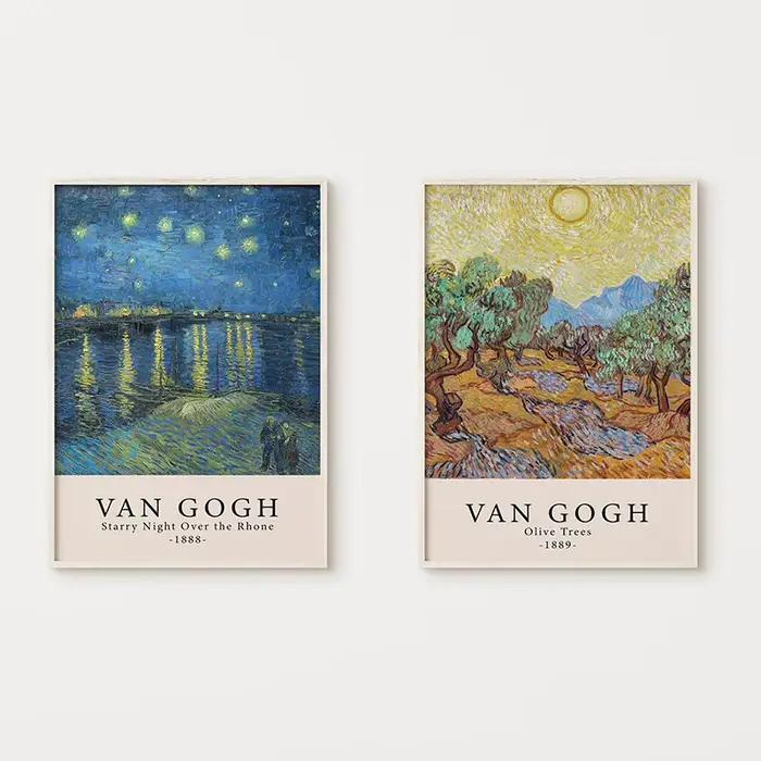 Affiche sur toile avec impression de coutumes d'huile de Vincent Van Gogh