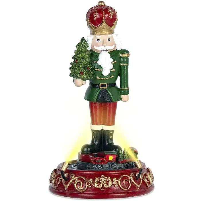 Figurine casse-noisette de noël avec lumières LED et Train rotatif