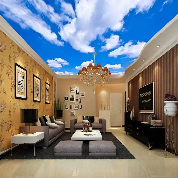 Papier peint mural 3D nuages bleus ciel et blancs pour salon chambre enfants et mariage ```