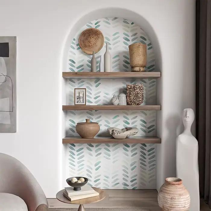 Papier peint KALYNN motif feuille style classique résistant à l'humidité pour décoration intérieure chambre salon cuisine chambre d'enfants