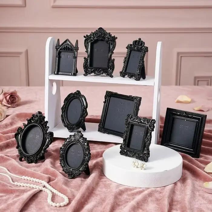 Mini cadres photo gaufrés, accessoires photographiques, cadres muraux DIY pour affichage de souvenirs, cadres décoratifs en résine baroque ornés