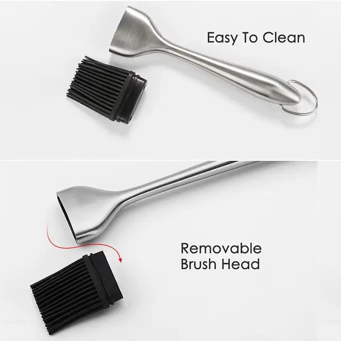 Brosse à badigeonner en Silicone pour Barbecue, brosse à Sauce à l'huile, poignée en acier inoxydable, brosses à huile, brosse à pain au beurre, accessoires de cuisine pour barbecue
