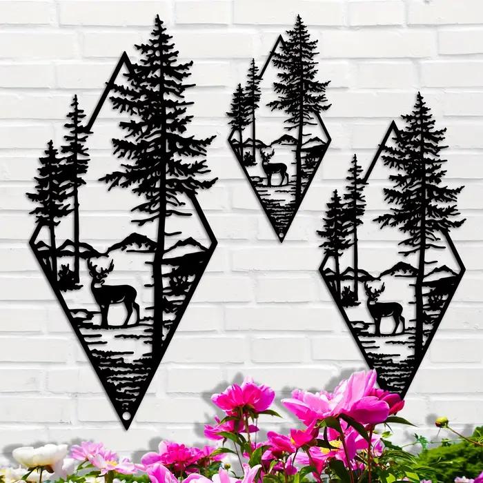 Ornements d'art mural en métal de paysage