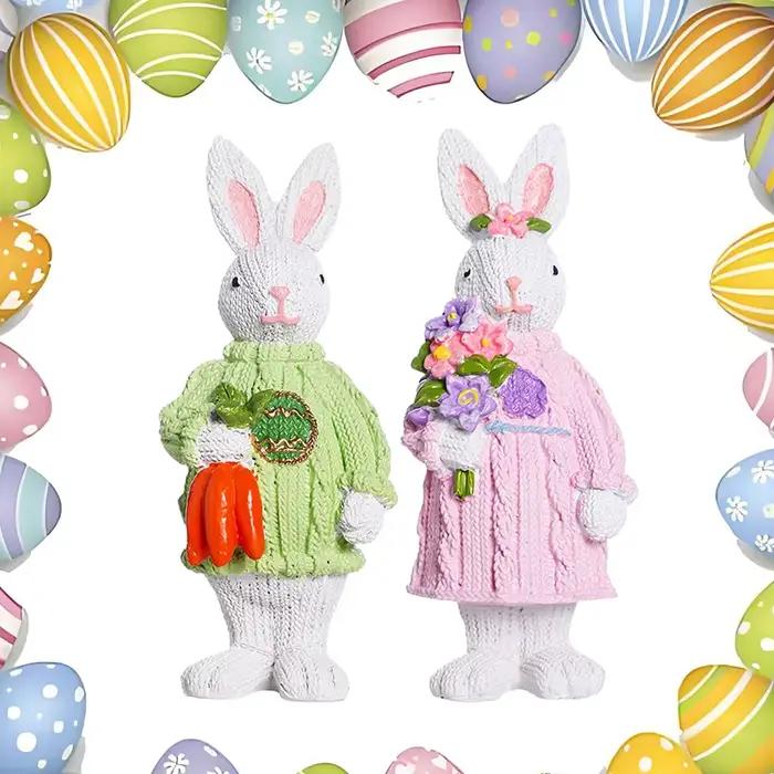 Décoration de Pâques : Figurine de Lapin de Pâques Printanier
