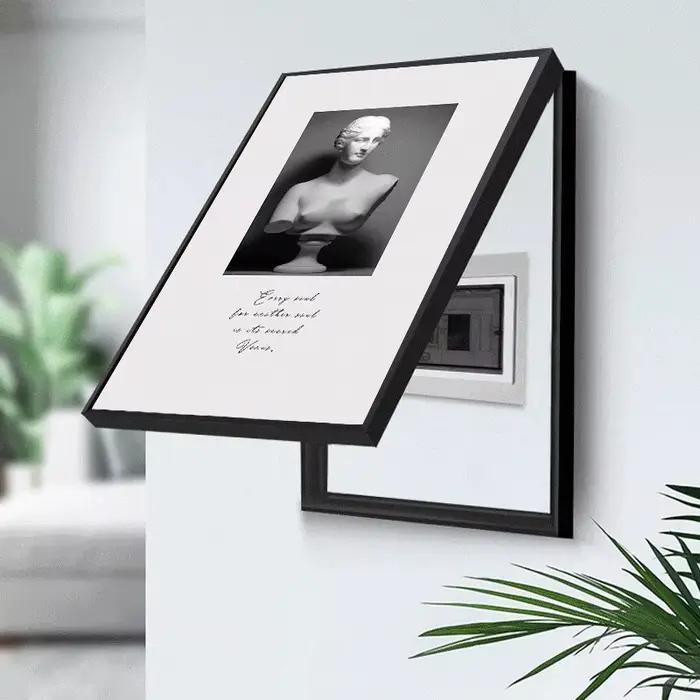 Décor à la main boîte électrique, décor de maison, affiches abstraites, peinture sur toile avec cadre noir, Art mural, salon