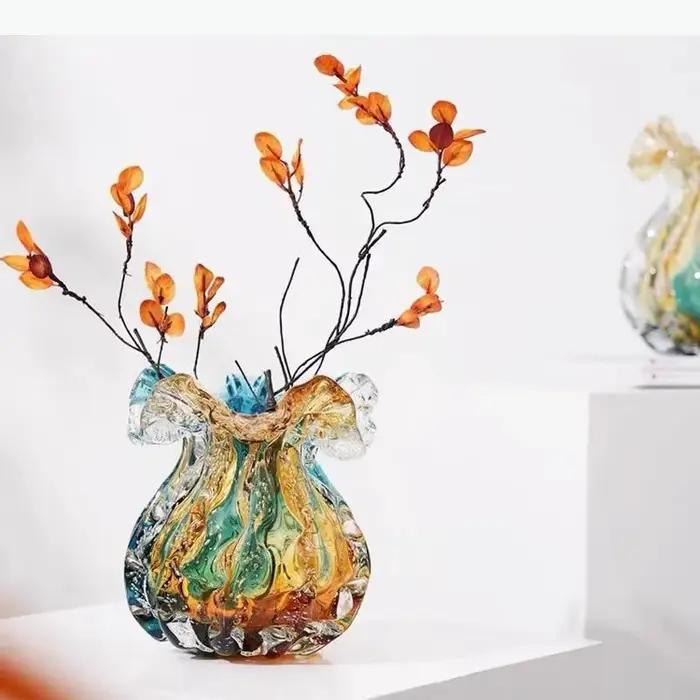 Vase en verre moderne à bulles peintes pour décoration de bureau et arrangement floral occassions spéciales fleurs plantes hydroponiques