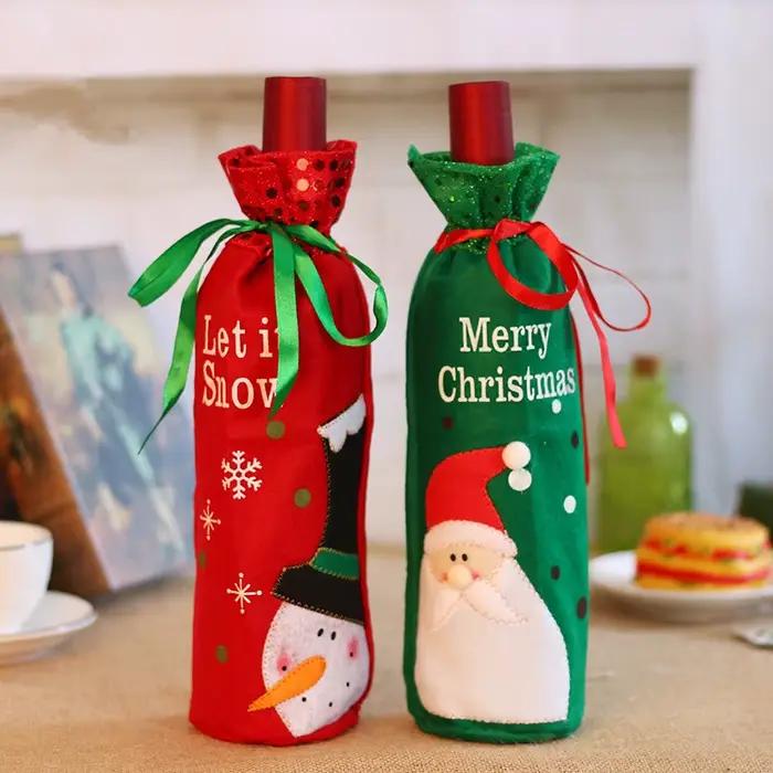 Couverture de bouteille de vin de noël