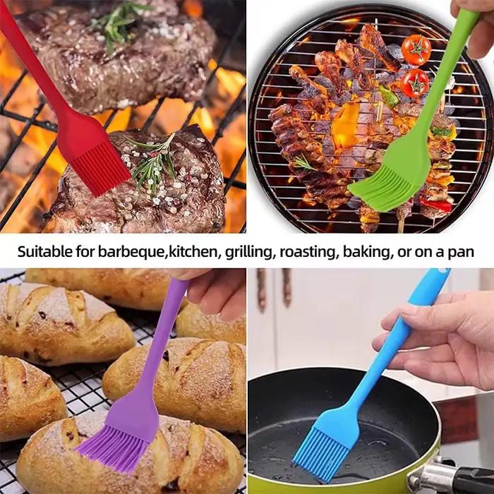 Pinceau de cuisine en silicone amélioré, résistant à la chaleur, pour pâtisserie, huile, barbecue, cuisson et grillades