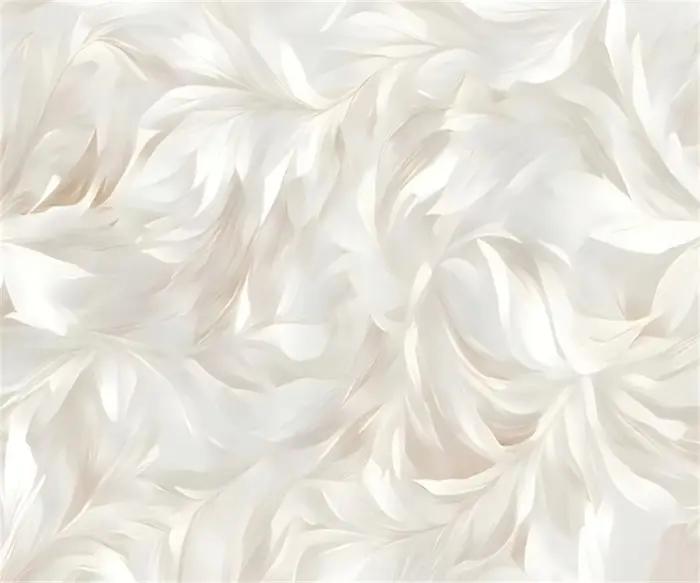 Papier peint mural personnalisé style crème art abstrait motif plumes fleurs fond soie résistant humidité absorption son écologique pour salon chambre enfant maison mariage occassions spéciales