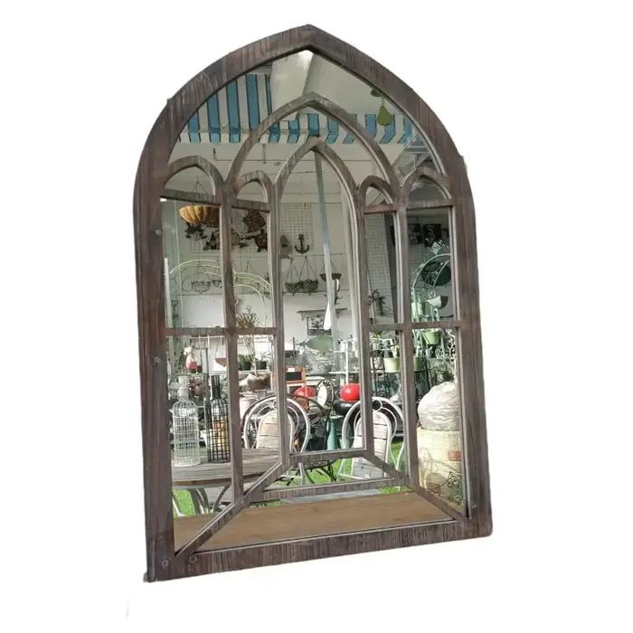 ‌ Miroir mural de campagne française – Accent suspendu Vintage en bois massif pour ferme