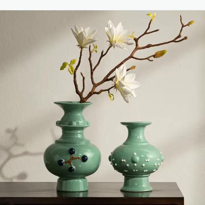 Petit vase en céramique à ouverture étroite, ornement artistique, ustensiles pour fleurs, vases décoratifs, arrangement de fleurs, vase pour fleurs séchées, vases hydroponiques