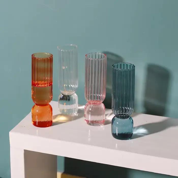 Vase à fleurs en verre transparent coloré, récipient hydroponique pour plantes, décoration d'intérieur bricolage, ornement de bureau, nouveau