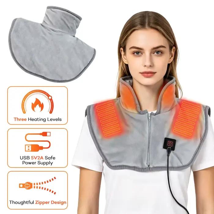 Coussin d'épaule chauffant électrique, châle enveloppant Cervical chauffant USB, doux, compresse chaude, dos, cou et épaules, chauffe-hiver
