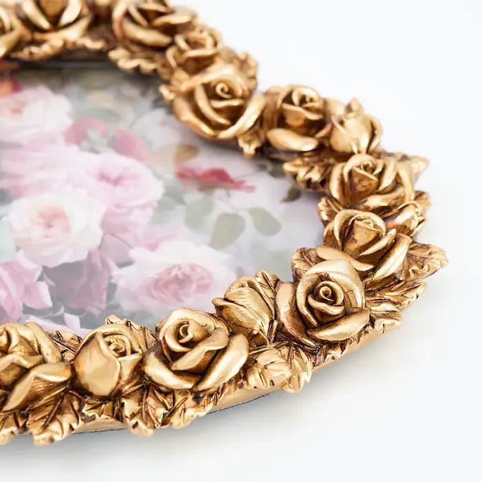 1 pièce, cadre photo décoratif en résine dorée à bordure or rose pour la Saint-Valentin