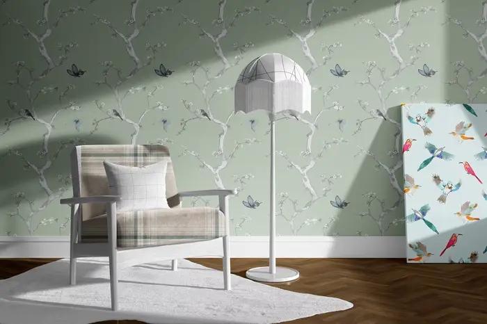 Papier peint adhésif Floral Chic arbre oiseau papillon de Style Oriental