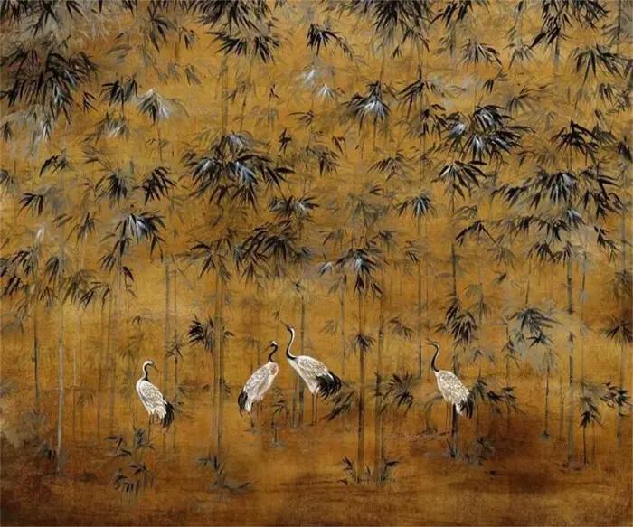Papier peint personnalisé style rétro forêt de bambou en soie autocollant pour salon chambre à coucher cuisine chambre d'enfants maison de mariage chambre des aînés résistant à l'humidité isolation thermique respectueux de l'environnement