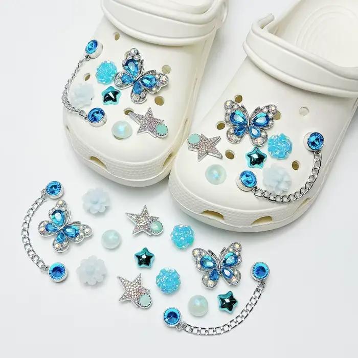 Ensemble de Breloques de Luxe en Strass et Cristal pour Chaussures, Collection Été 2026, Chaîne de Perles Élégante, Accessoires DIY pour Sabots, Décoration de Chaussures Designer pour Femmes