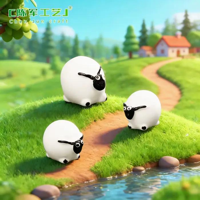 Micro paysage en mousse de mouton blanche