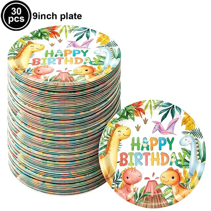 Articles de fête sur le thème des dinosaures pour le 3ème anniversaire, ballons numérotés 3 mignons, vaisselle en papier, cadeaux pour fête d'anniversaire d'enfant, décoration de baby shower