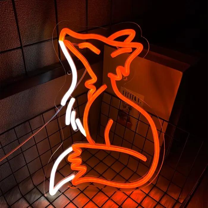 Enseigne néon Fox pour décoration murale
