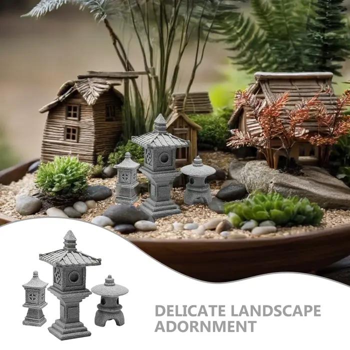 Ensemble de pagodes en pierre artisanales pour décoration de jardin zen et d'arrangement de bonsaïUsageIdOccasions