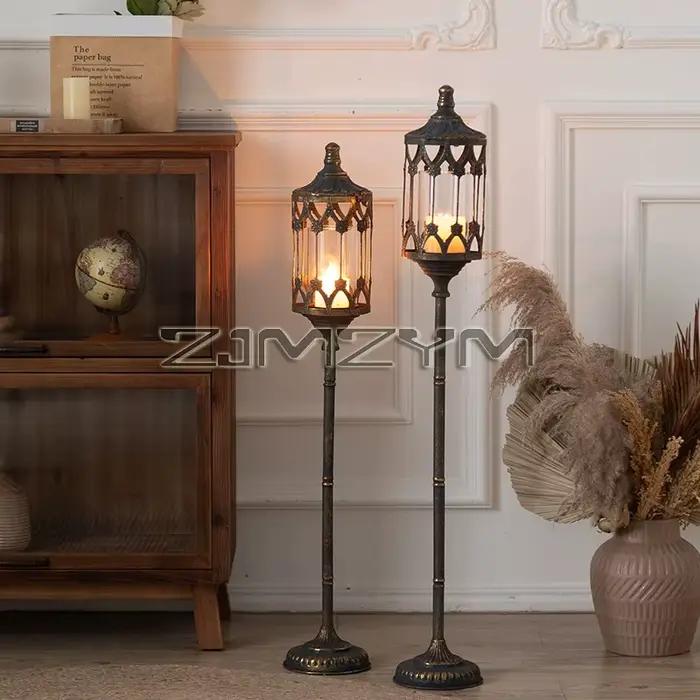 Lanterne décorative sur pied rétro, grande lanterne décorative pour la maison, lampe décorative de jardin, ornement
