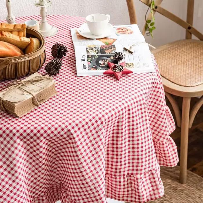 Nappe de noël à carreaux de buffle rouge et blanc