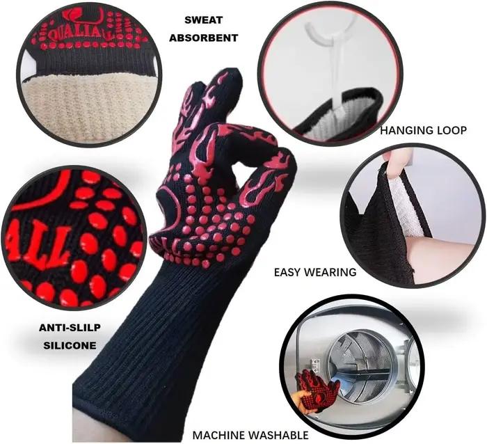 Gants de Barbecue ignifuges, résistants à la chaleur, mitaines résistantes aux coupures, gants de four en Silicone antidérapants, gants de cuisine pour Barbecue, cuisson