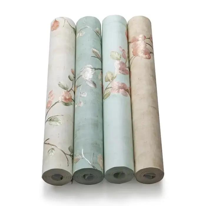 Papier peint floral 3D en relief pour un habitat idyllique avec style pastoral et résistance à l'humidité pour salon chambre à coucher étude et plus