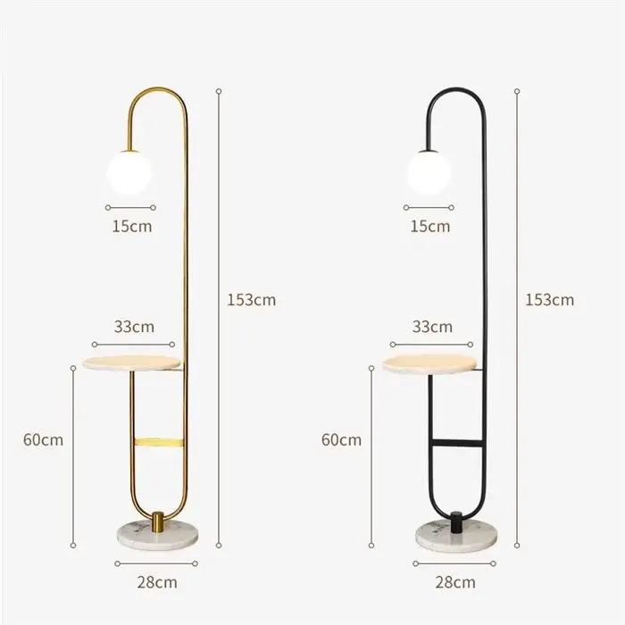 Lampadaire nordique avec étagère Table ronde Art déco lampe de chevet pour salon LED canapé Table basse minimaliste lampe verticale