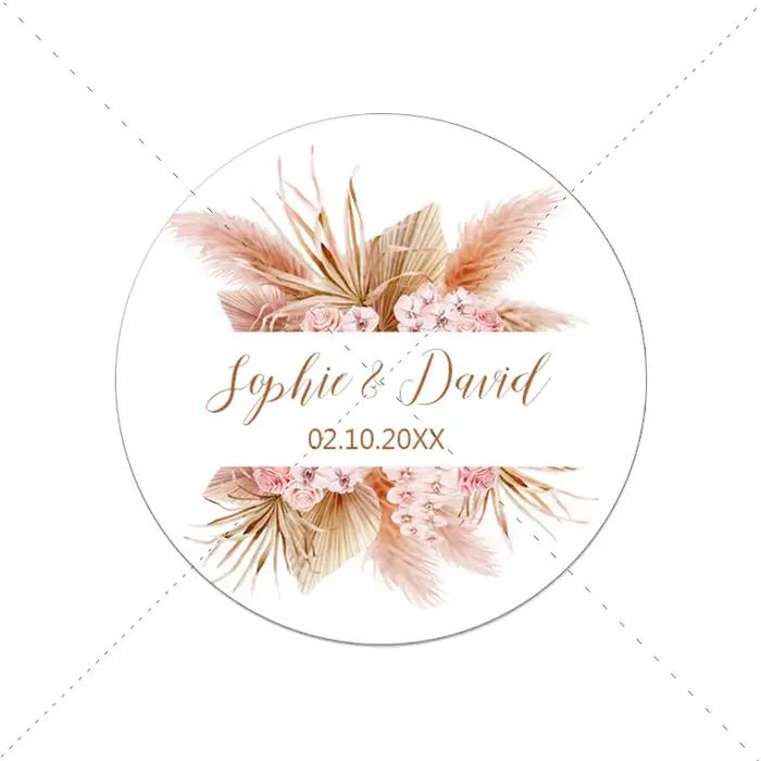 Autocollant de mariage en herbe de Pampas